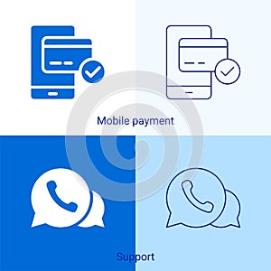 Minimal Vector Icons Mobile payment & Support