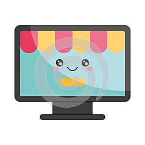 Flat Style Icon of a Modern Desktop Computer