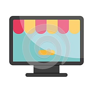 Flat Style Icon of a Modern Desktop Computer