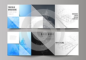 The minimal vector layout. Modern covers design templates for trifold square brochure or flyer. Polygonal background