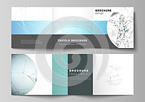 Minimal vector layout. Modern covers design templates for trifold square brochure or flyer. Technology, science, medical