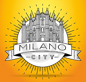 Minimal Vector Milano City Linear Skyline with Typographic Design