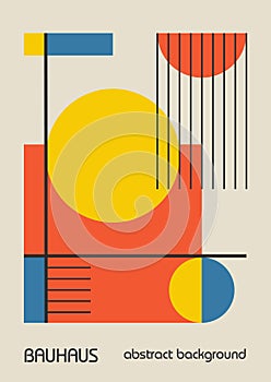 Minimal vintage 20s geometric design posters, wall art, template, layout with primitive shapes elements. Bauhaus retro pattern
