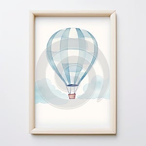 Minimal Watercolor Hot Air Balloon Picture Frame Print