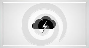 Black thunderstorm cloud with lightning bolt vector icon