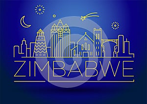 Minimal Zimbabwe Linear Skyline with Typographic Design