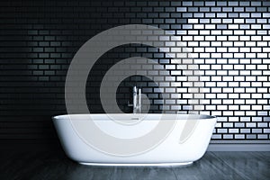 Minimalism bathroom in black interior 3D render version 4
