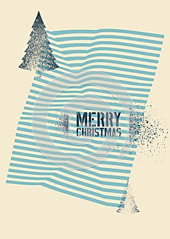 Minimalism geometric vintage grunge stencil splash style Christmas greeting card design. Retro vector illustration.