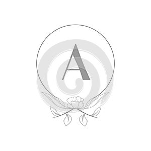 Minimalism monogram logo botanical emblem initial A vector eps 10
