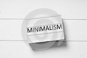 Minimalism text on lightbox sign