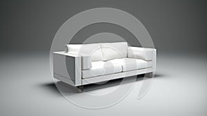 Minimalist 1980s Design White Leather Couch