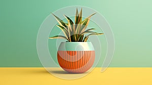 Minimalist 1980s Flower Pot: 3d Realistic Plant For Modern Interior Design