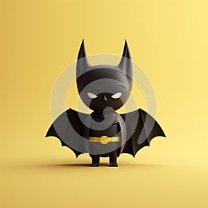 Minimalist 3d Batman Illustration On Yellow Background