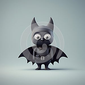 Minimalist 3d Batman: Playful Illustrative Style With Dark Gray Bat Costume