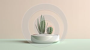 Minimalist 3d Cactus Still Life With Volumetric Lighting
