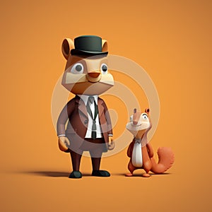 Minimalist 3d Cartoon: Squirrel And Matthew