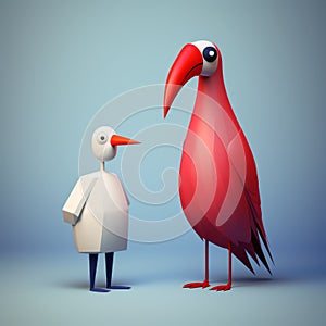 Minimalist 3d Character: Bird And Christopher