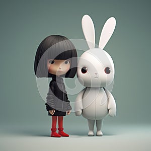 Minimalist 3d Character: Rabbit And Linda