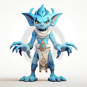 Minimalist 3d Djinn Character Gazing At Camera On White Background