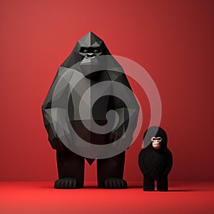 Minimalist 3d Gorilla Figure With Zebra Hula Hoops