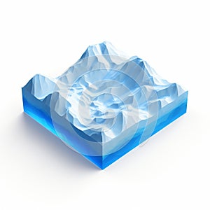 Minimalist 3d Ice Land Illustration On White Background