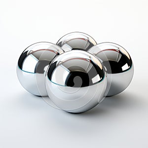 Minimalist 3d Illustration Of Shiny Chrome Balls On White Tabletop