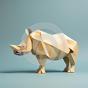 Minimalist 3d Origami Rhino: Handmade Paper Art Illustration