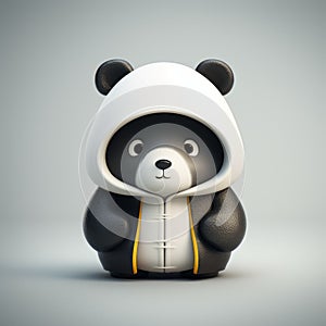 Minimalist 3d Panda Bear In A Cute Hoodie