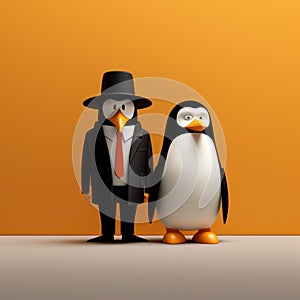 Minimalist 3d Penguin And Elizabeth: A Unique Vray Tracing Design