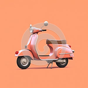 Minimalist 3d Render Of Pink Vespa Scooter In Cinquecento Style