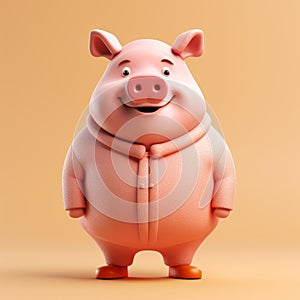 Minimalist 3d Rendered Pig Costume Cartoon - Rhads Style