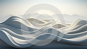 Minimalist 3d Rendering Of White Waves In Mountain Top