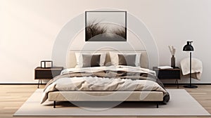 Minimalist 7x5 Bed Frame Mockup Against Nightfall Background Design