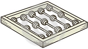 Minimalist abacus tool - classic calculation educational device, vector design Generative AI