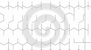 Abstract Geometric Pattern of Interconnected Hexagons and Lines on a White Background