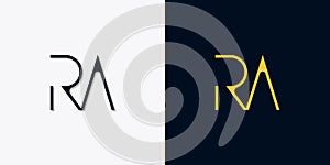 Minimalist abstract initial letters RA logo photo