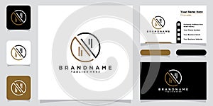 Minimalist abstract N design logo with business card design
