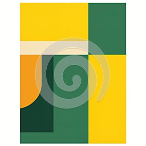 Minimalist Abstract Poster: Green, Yellow, And Brown Colors Of Brazil photo