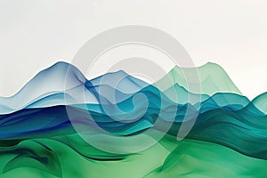 Minimalist abstract shapes resembling mountains in green and blue, symbolizing strength and health photo