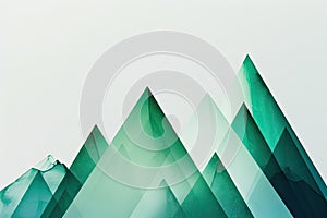 Minimalist abstract shapes resembling mountains in green and blue, symbolizing strength and health photo