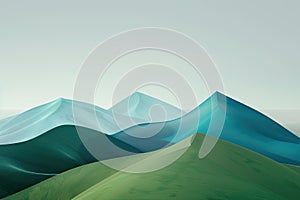 Minimalist abstract shapes resembling mountains in green and blue, symbolizing strength and health photo