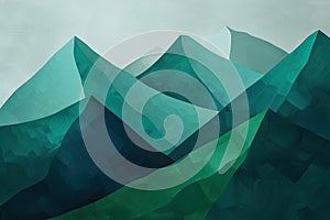 Minimalist abstract shapes resembling mountains in green and blue, symbolizing strength and health photo