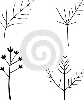 Minimalist abstract tree branch silhouette vector collection in black line style for modern nature-inspired design photo