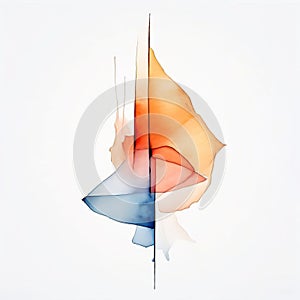 a minimalist abstract watercolor artwork with clean precise li photo