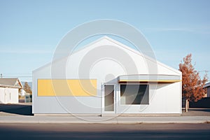 minimalist aframe with aluminum facade on sunny day photo