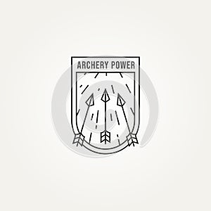 Minimalist archery line art emblem logo template vector illustration design. simple flying arrows archery or hunting emblem logo