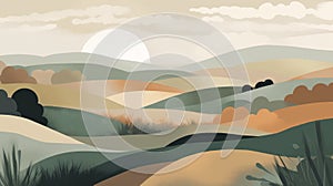 Minimalist Art Print Of Boho Zen Field Landscape