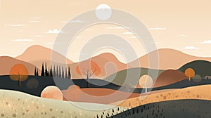 Minimalist Art Print Of Boho Zen Field Landscape