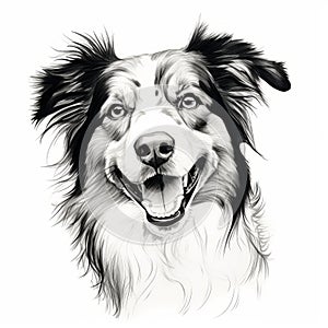 Minimalist Australian Shepherd Dog Sketch Art - Detailed Vector Graphic photo