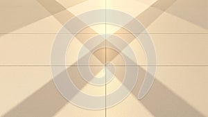 Sunlight creating an X shadow pattern on a tiled stone floor